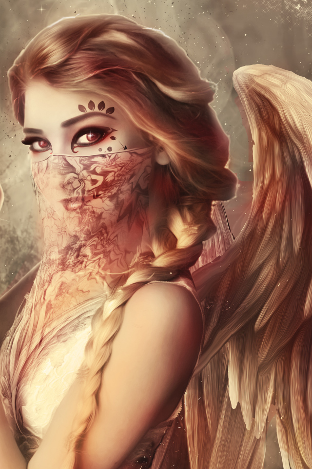 Девушка ангел со сферой в руках, фэнтези