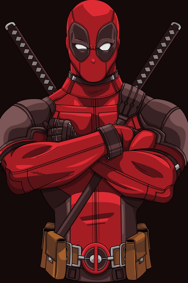 Супергерой Дэдпул на черном фоне
