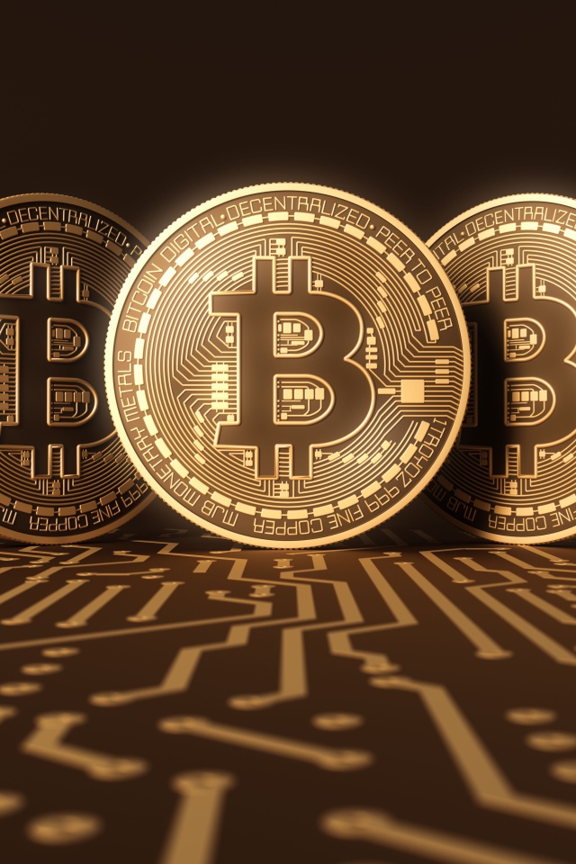 Золотые монеты биткоин 