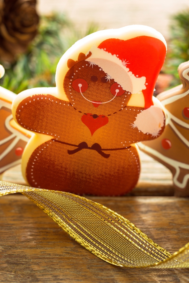 Красивое рождественское печенье с лентой