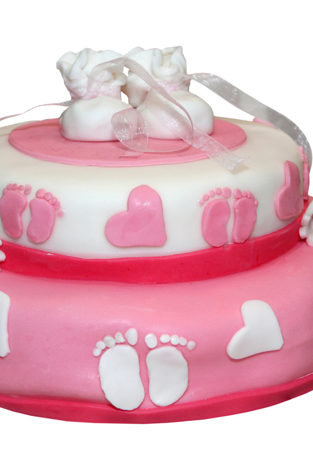 Красивый праздничный торт для девочки на белом фоне