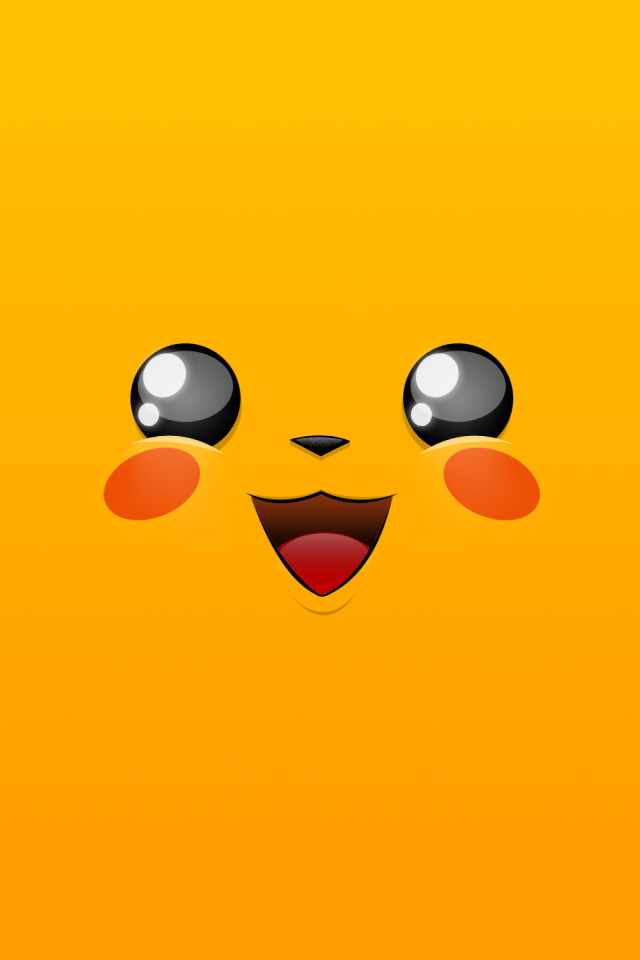 Лицо покемона Пикачу на желтом фоне