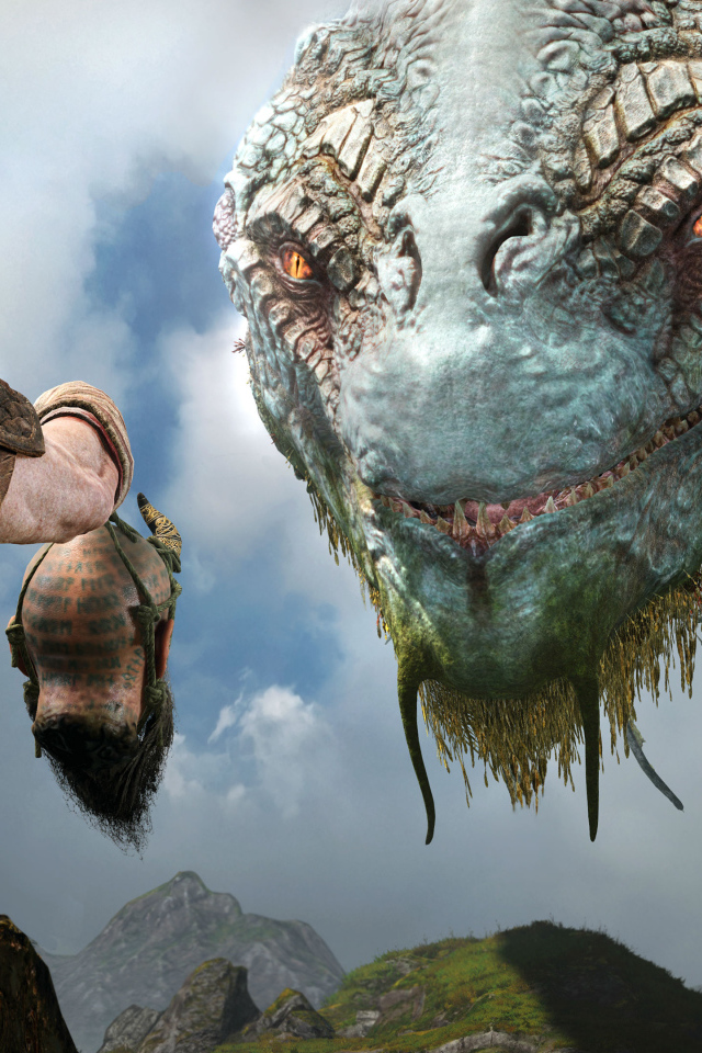 A frame of the computer game God of War, 2018