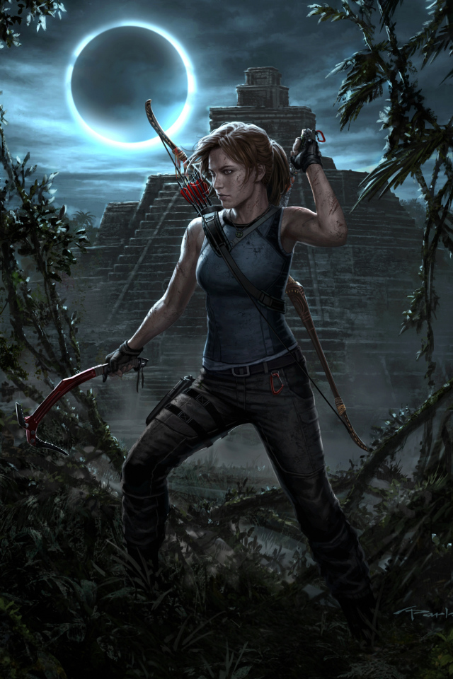 Lara Croft character of the computer game Shadow Of The Tomb Raider, 2018