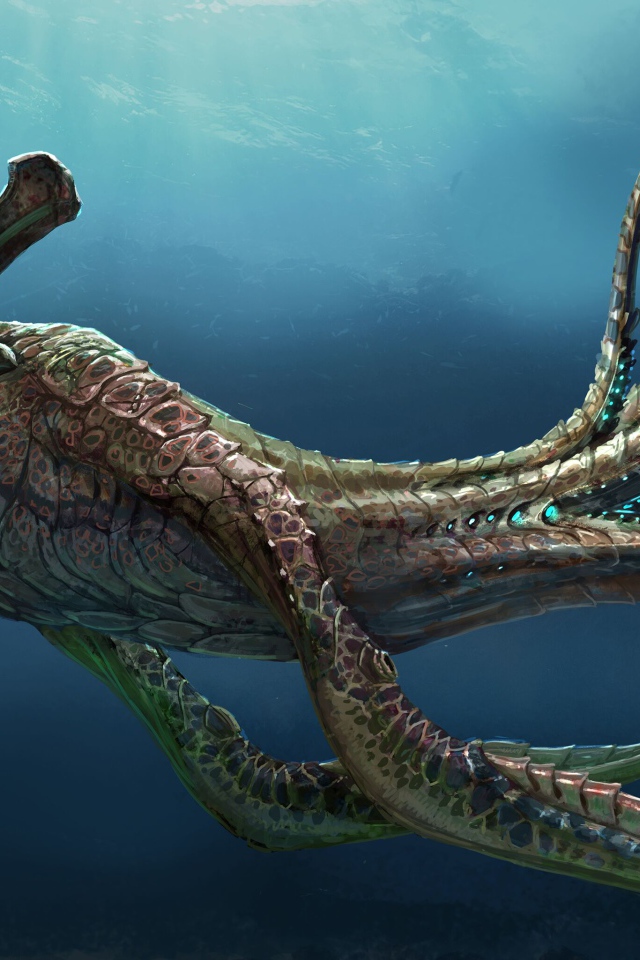 The sea monster of the new computer game Subnautica, 2018