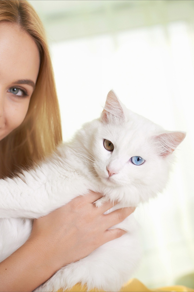 Картинка киски девушку. Девушка с белым котом. Девушка с белой кошкой. Блондинка с белой кошечкой. Женщина кошка белая.
