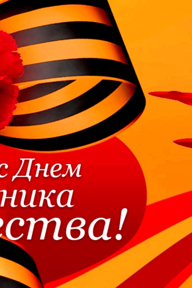 Красная гвоздика с георгиевской лентой на 23 февраля