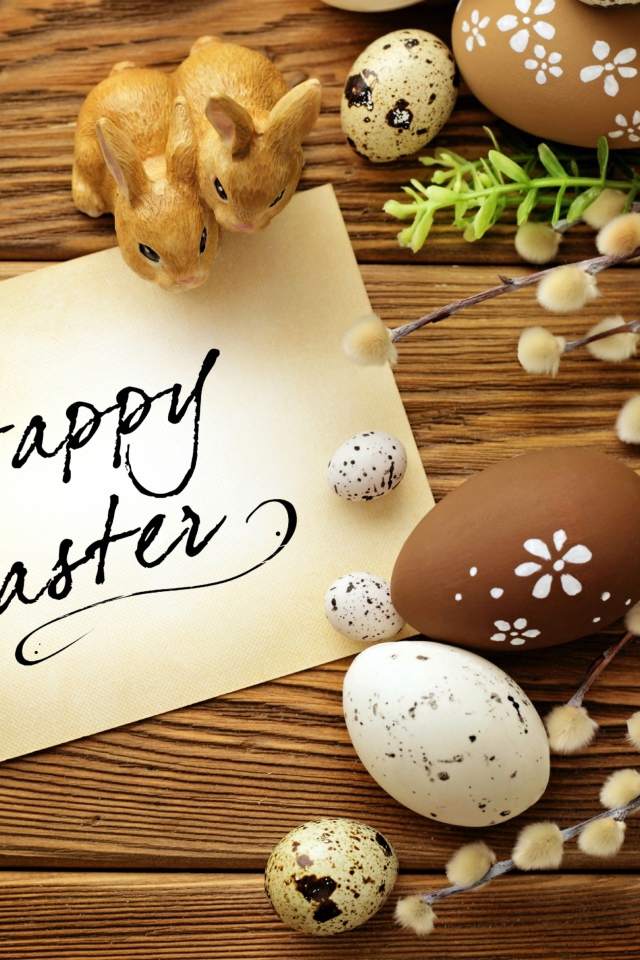 Пасхальные яйца с открыткой на Пасху