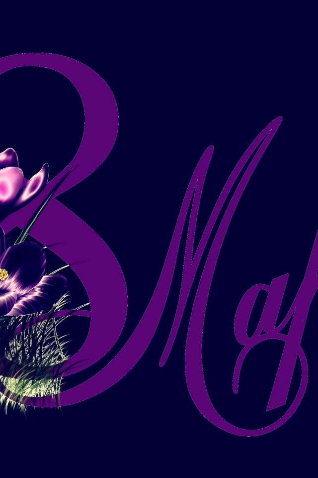 Крокусы на синем фоне на Международный женский день 8 марта