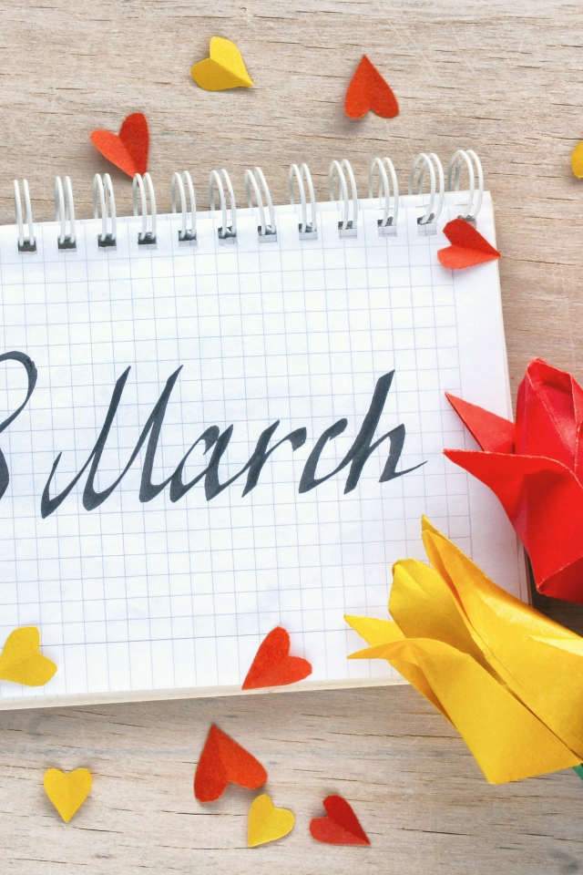 Тюльпаны оригами с блокнотом на 8 марта