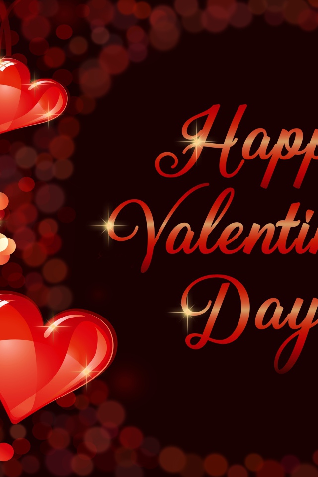 Красивые красные сердечки с надписью День Святого Валентина