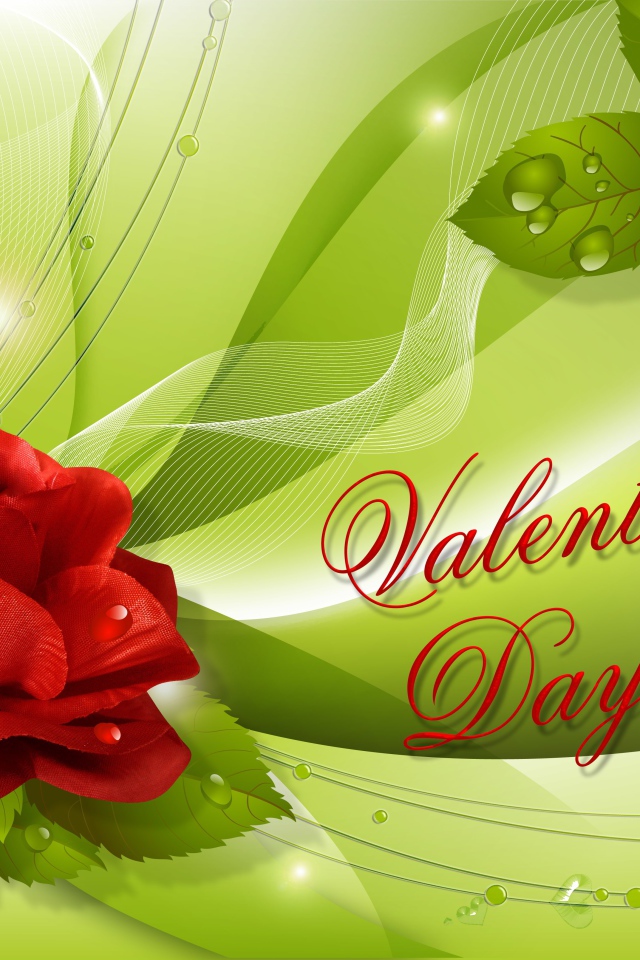 Графическая открытка с розой и надписью на день Святого Валентина