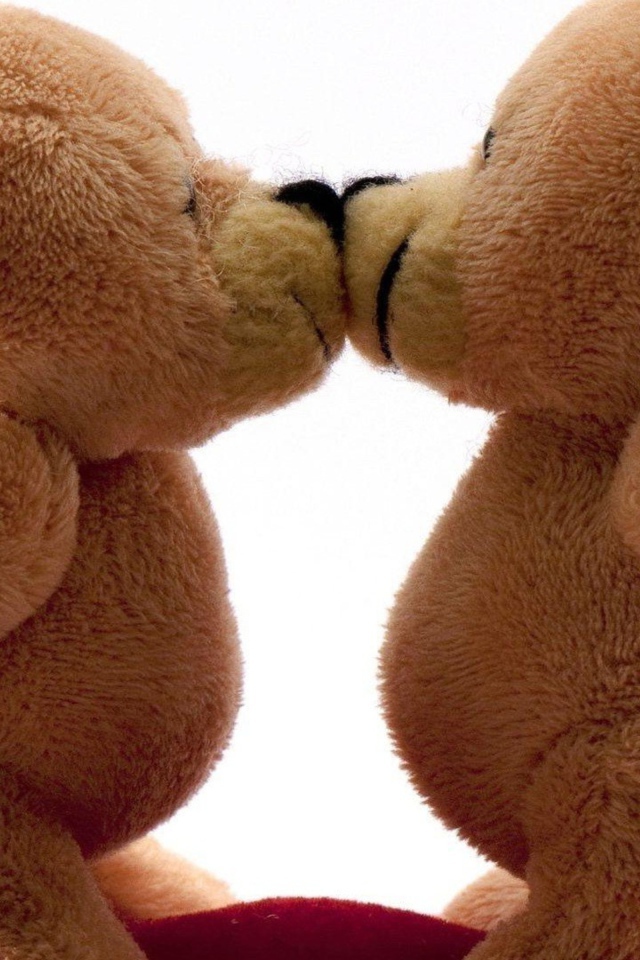 Поцелуй влюбленных игрушечных медведей