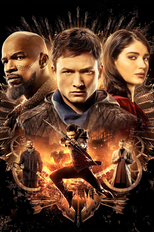 Robin Hood movie poster. Start on a black background
