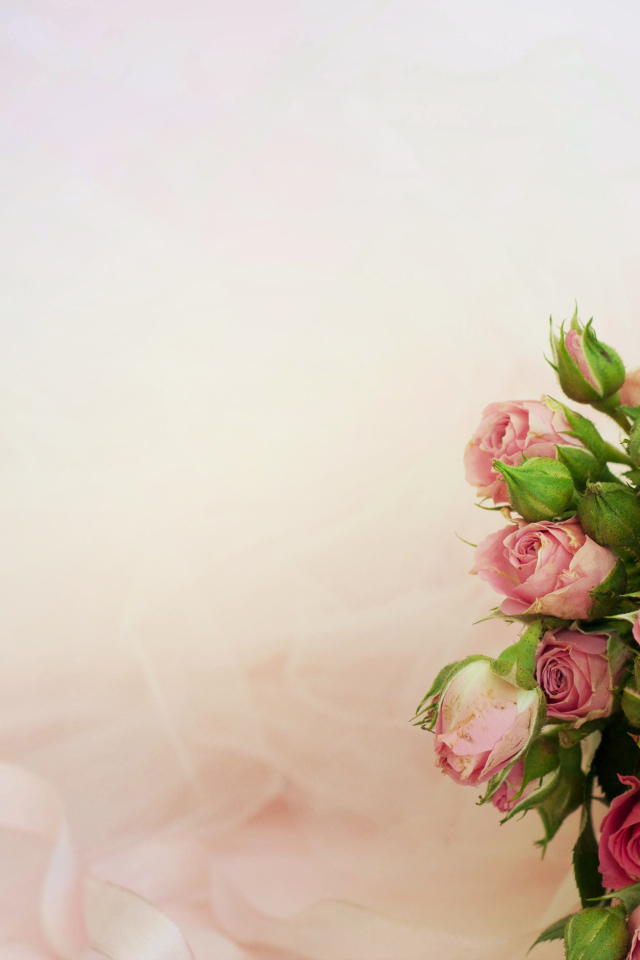 Букет розовых роз, шаблон для открытки 