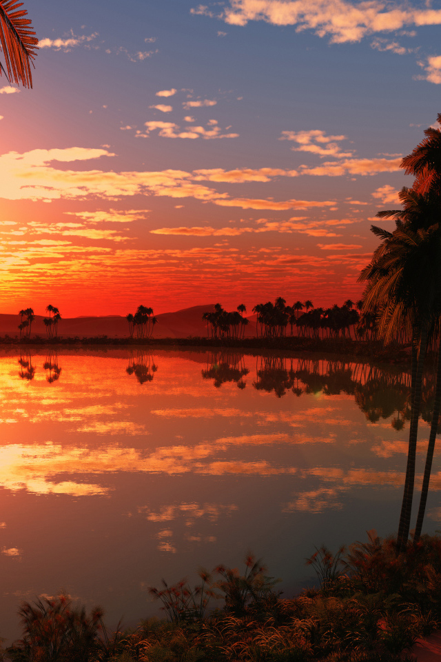 Красивый закат солнца на тропическом пляже