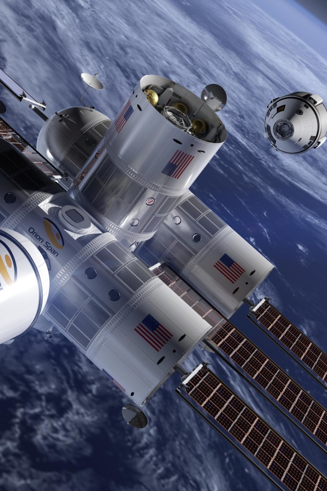 Космическая станция Aurora в космосе 