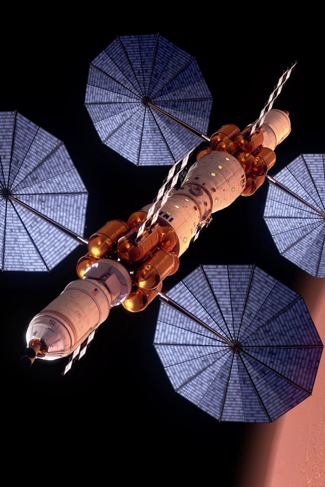 Космическая станция рядом с планетой Марс