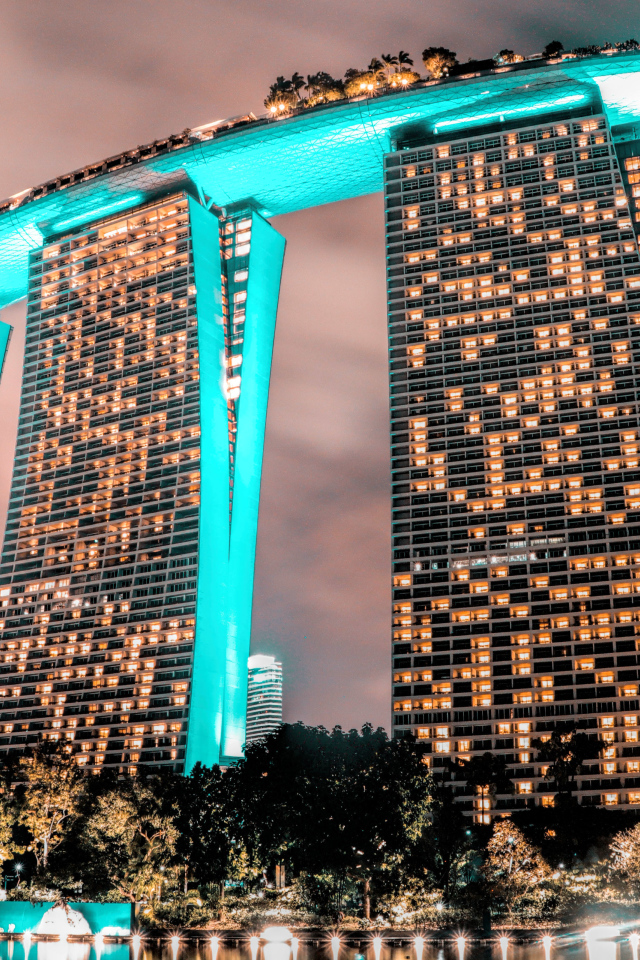 Marina Bay Sands Hotel in the evening, Singapore. Asia