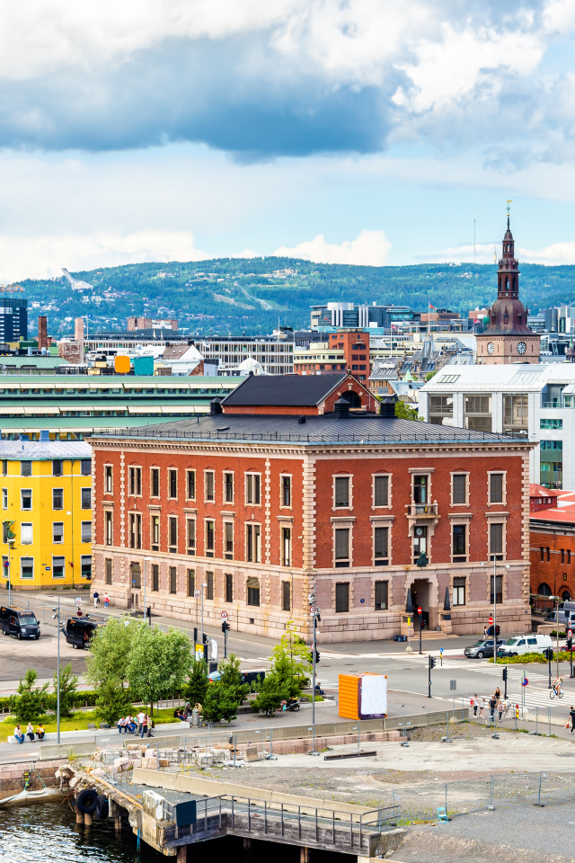 Панорама красивых домов в городе Осло, Норвегия