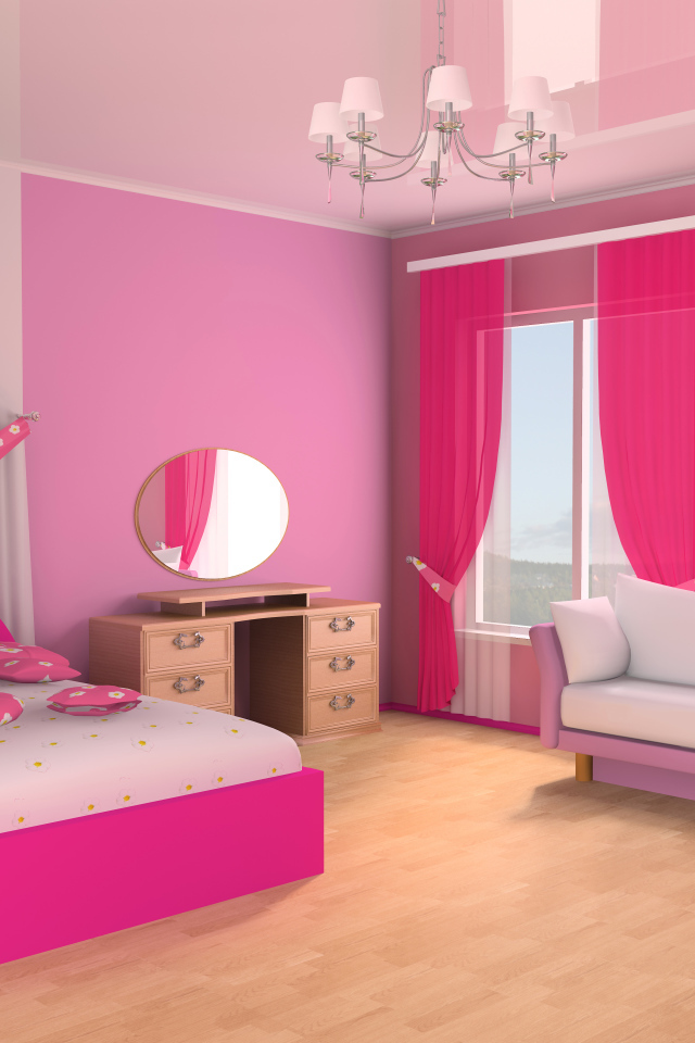 Детская спальная комната для девочки в розовом цвете