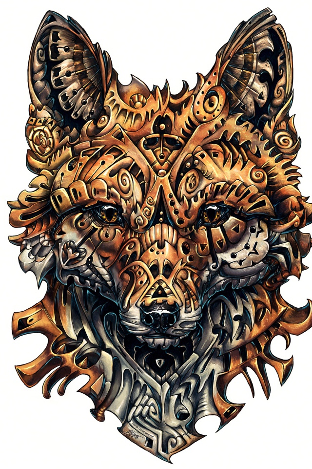 Лиса на белом фоне, татуировка