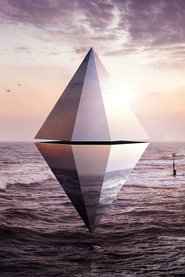Пирамида 3д над океаном 