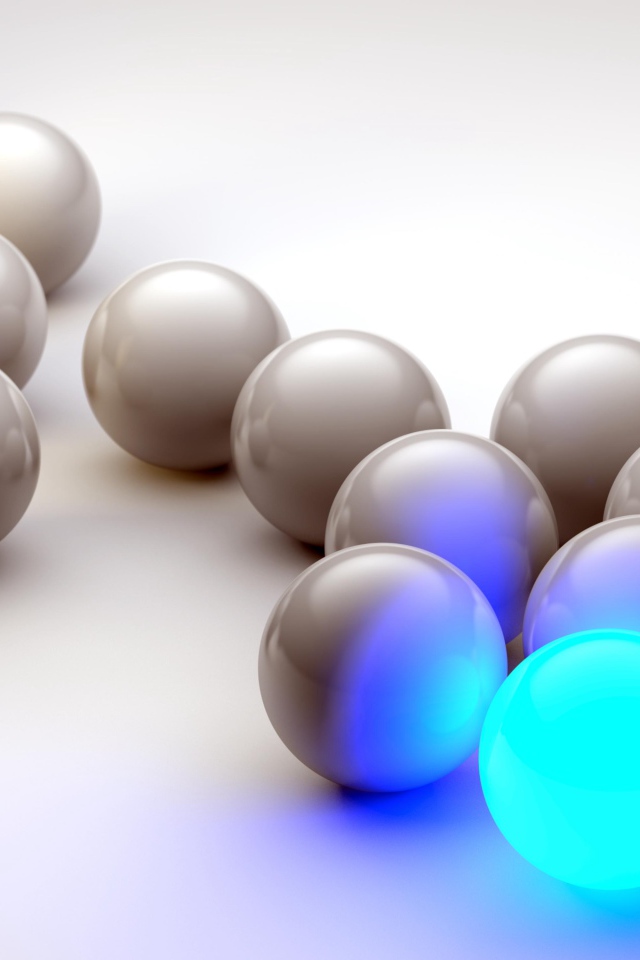 Много серых шаров с неоновым на сером фоне