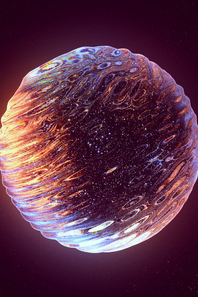 Абстрактная блестящая планета на фоне неба