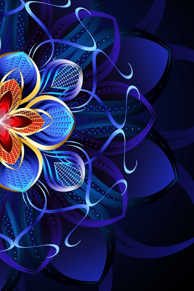 Красивый абстрактный неоновый рисунок на черном фоне