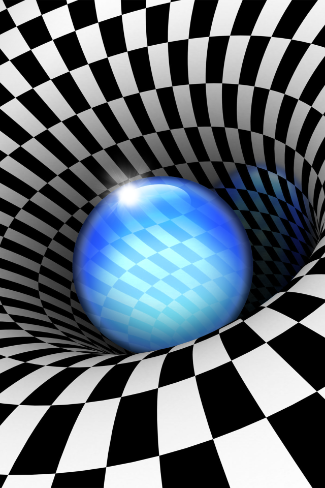 Черно - белая воронка с неоновым шаром