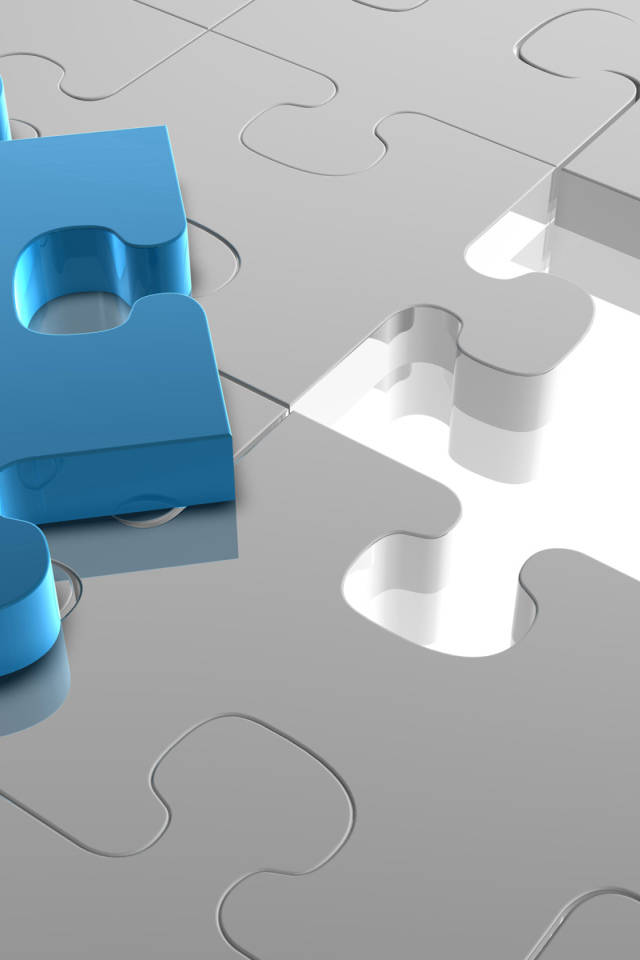 Голубой пазл на сером рисунке 