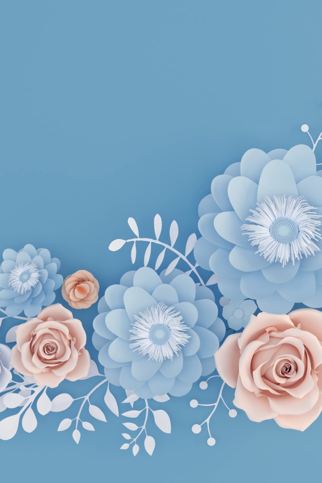 Декоративные цветы на голубом фоне