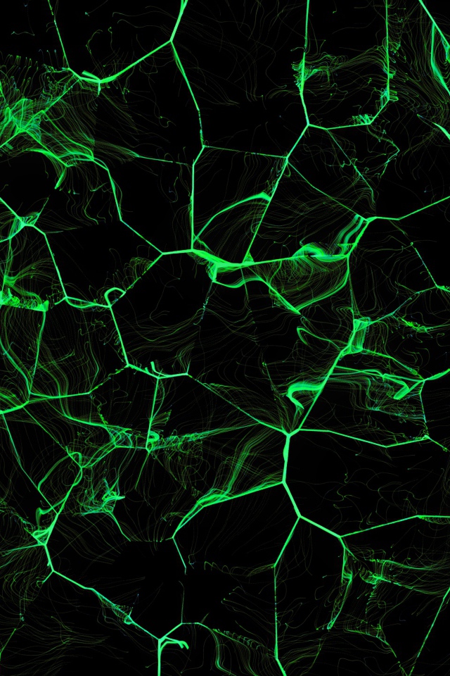 Зеленые абстрактные линии на черном фоне