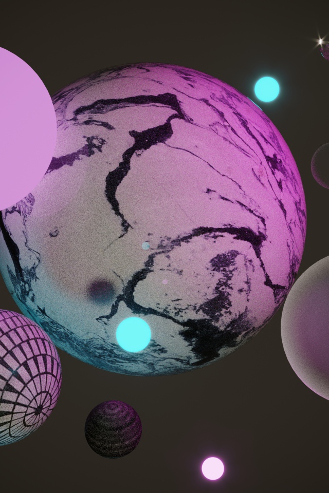 Большие шары разного размера в воздухе