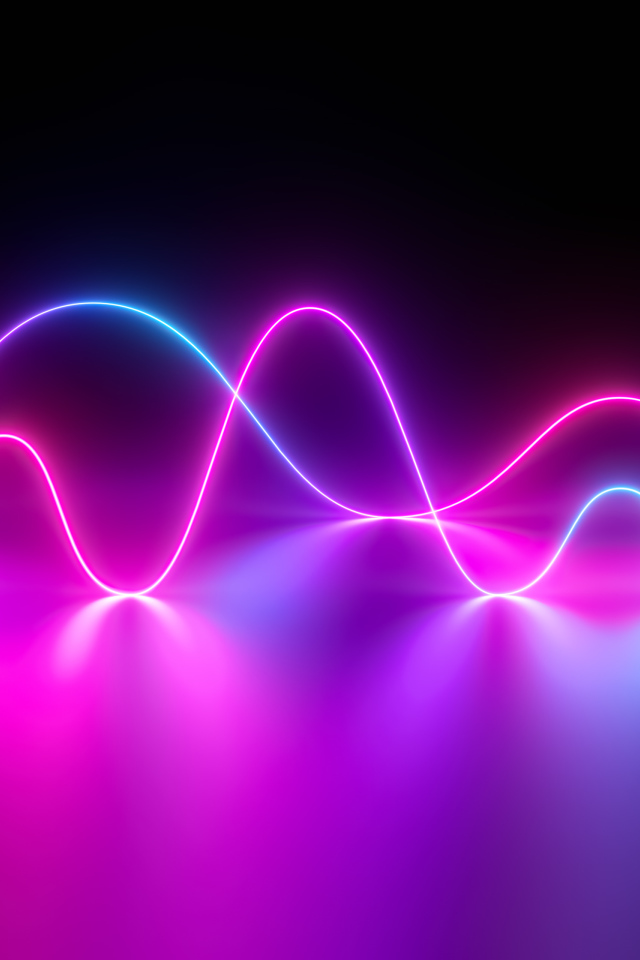 Неоновые волны на сиреневом фоне