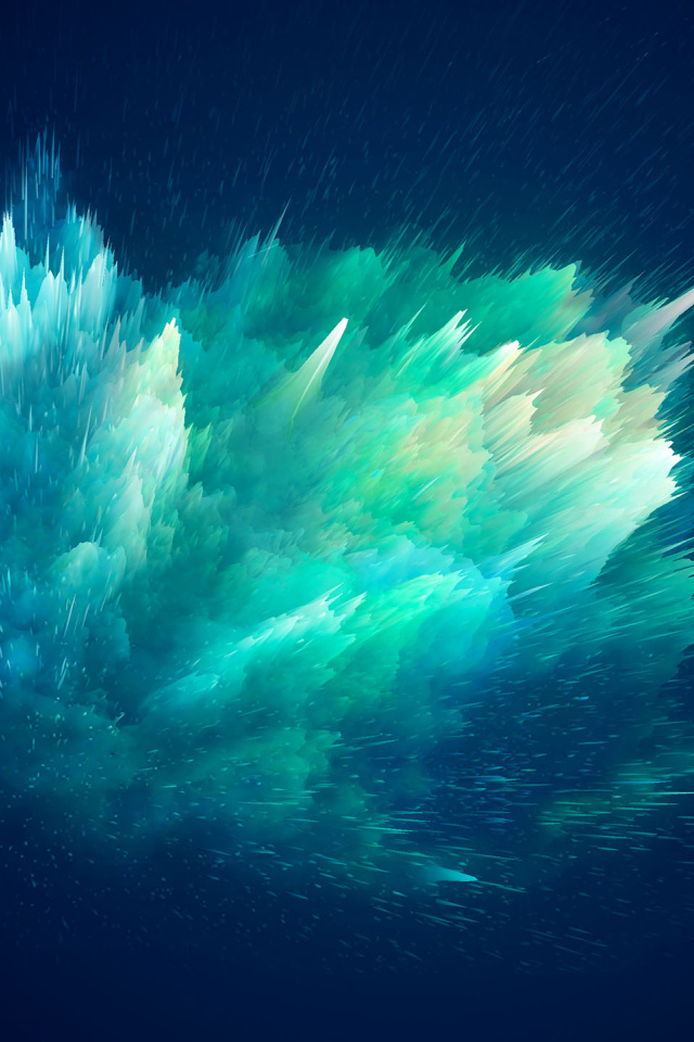 Взрыв разноцветного дыма на синем фоне, 3д графика