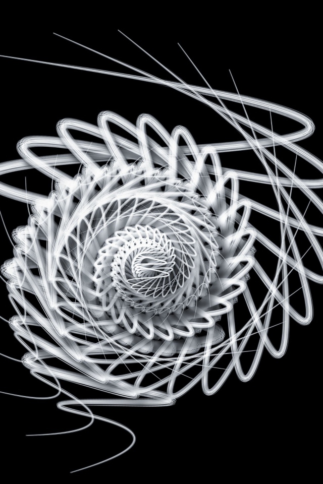 Белая спираль на черном фоне