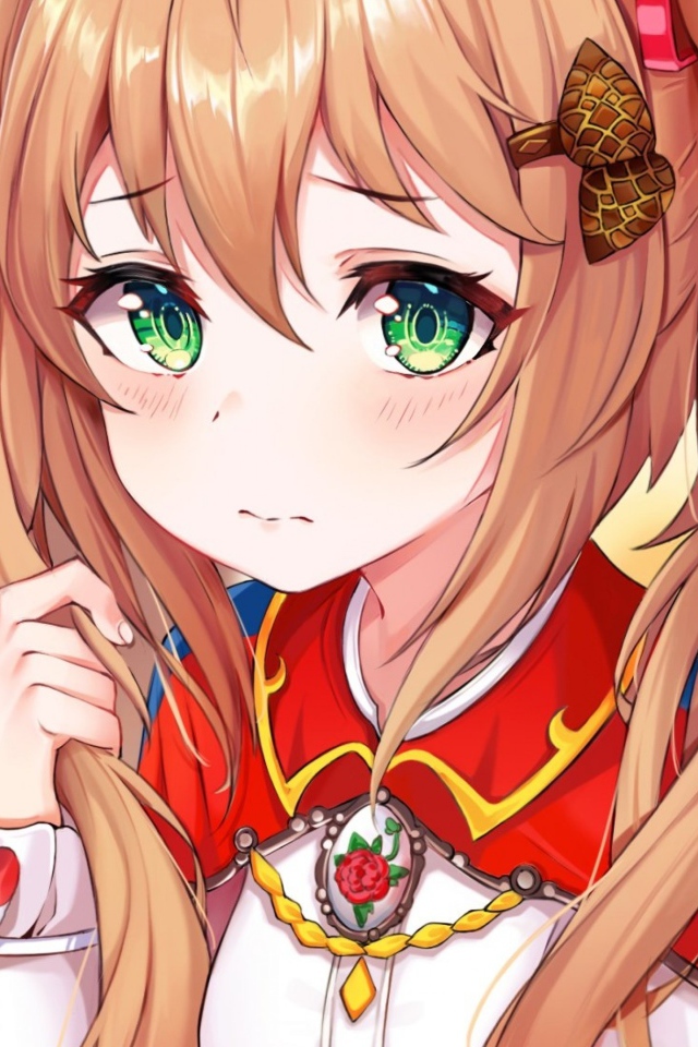 Девушка аниме с большими зелеными глазами