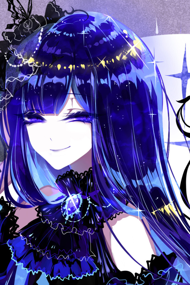 Девушка аниме с неоновыми волосами 