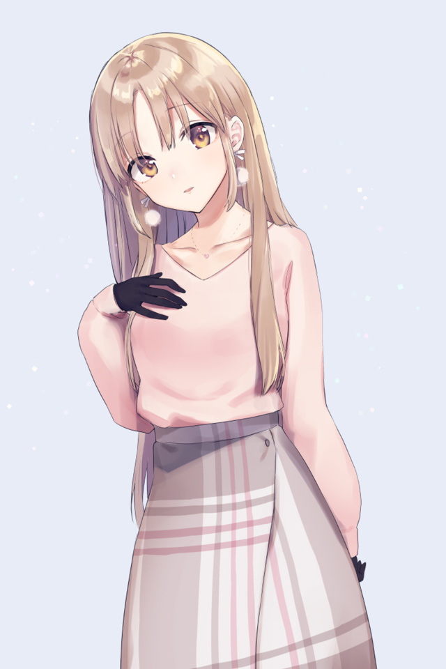 Красивая девушка аниме в розовом свитере