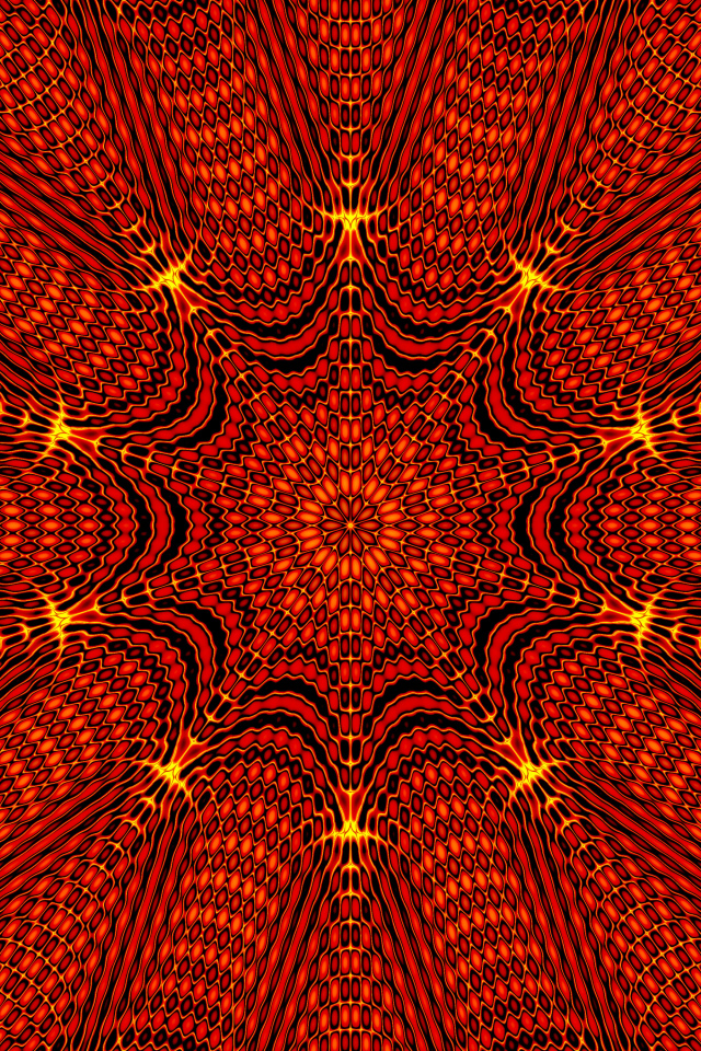 Beautiful bright orange abstract kaleidoscope pattern