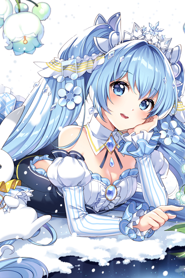 Девушка с голубыми волосами Мику Хацунэ аниме Вокалоид