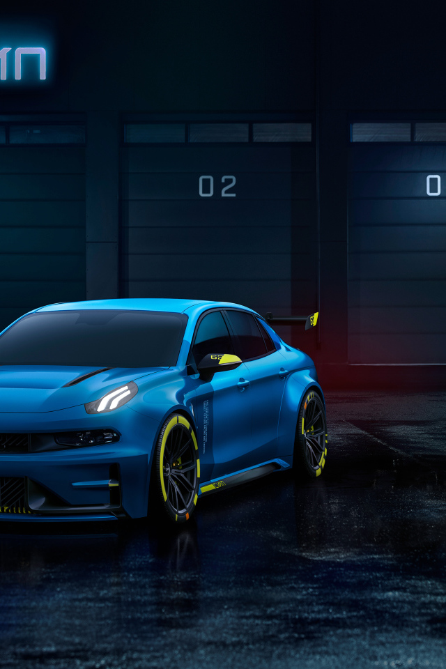 Синий автомобиль Lynk & Co 03 TCR, 2019 года 