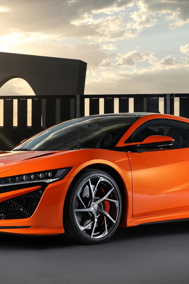 Оранжевый автомобиль Honda NSX 2019  года 