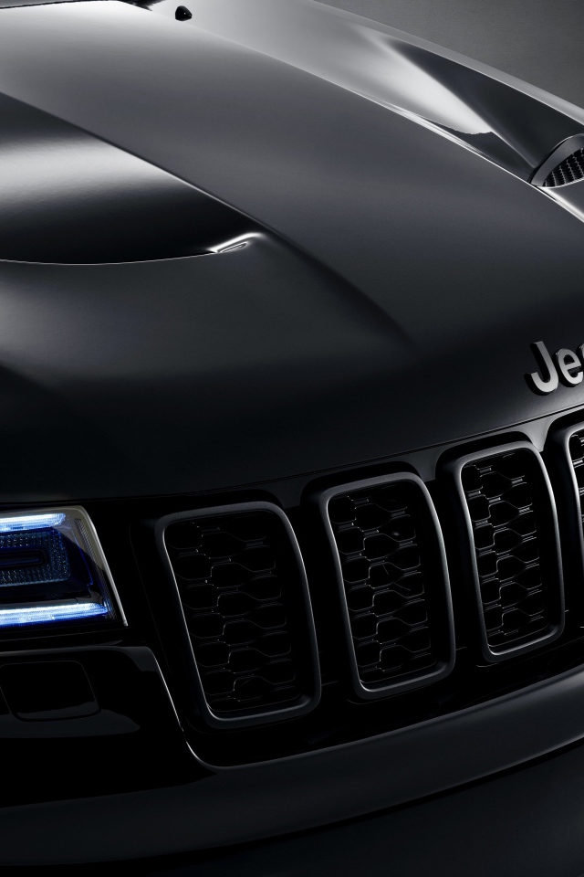 Фары и фирменный знак автомобиля Jeep Grand Cherokee S Limited 2019 года