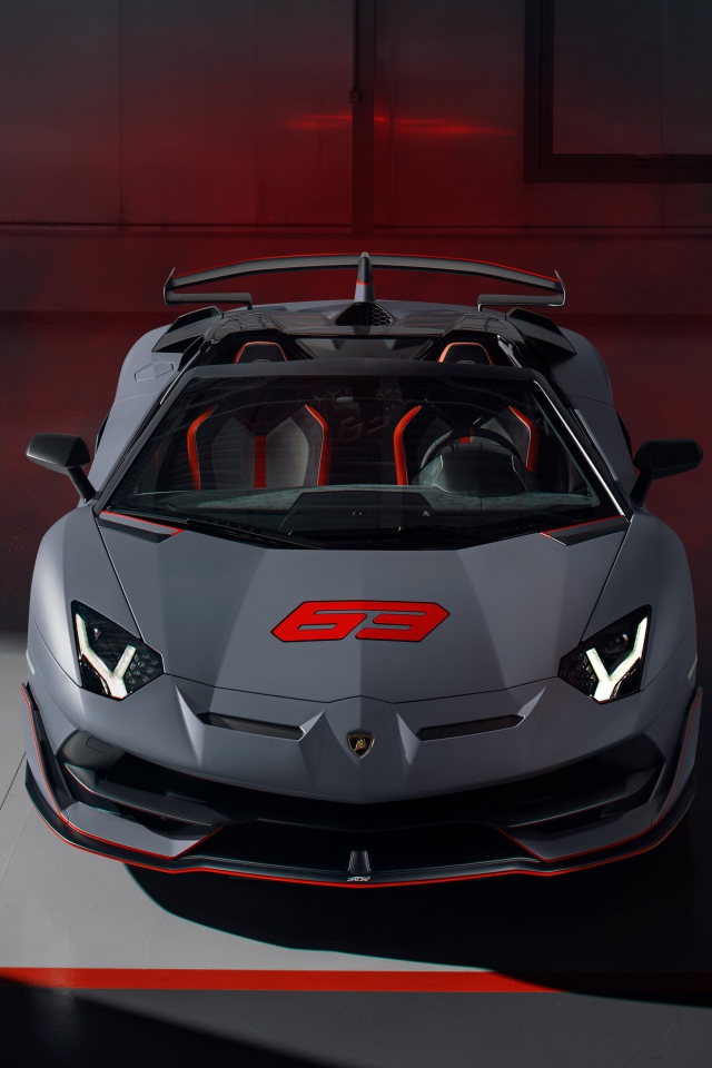 Серый автомобиль Lamborghini Aventador SVJ 63 Roadster 2020 года