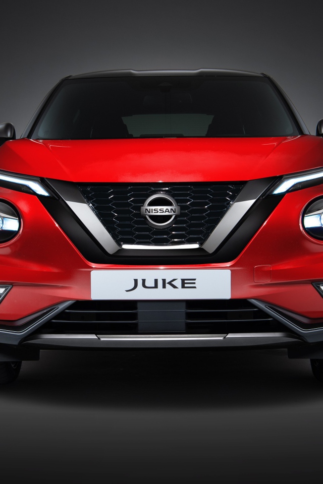 Красный автомобиль Nissan Juke 2019 года вид спереди