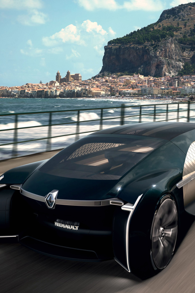 Автомобиль Renault EZ-Ultimo 2018 года едет по мосту