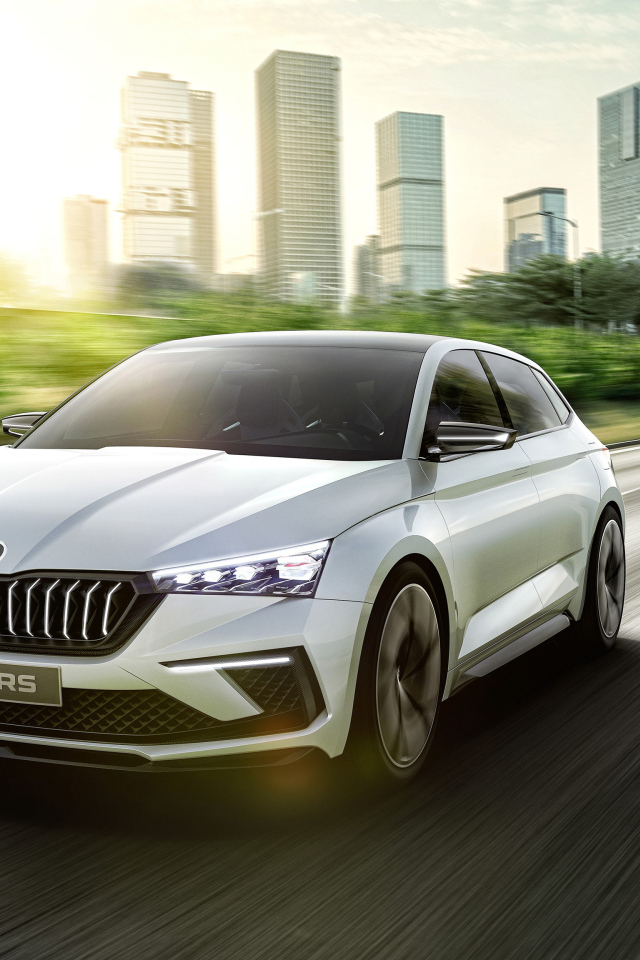 Автомобиль Skoda Vision RS 2018 года на трассе 
